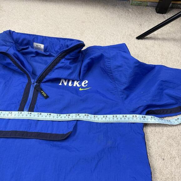 Vintage 90s Nike Pullover Windbreaker Jacket Blue Black Trim Big Pocket XL Y2K - Picture 11 of 12